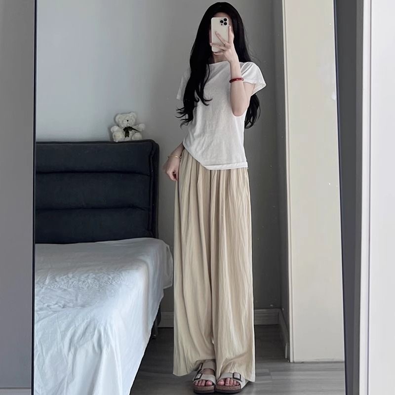 Crinkle Wide-Leg Pants